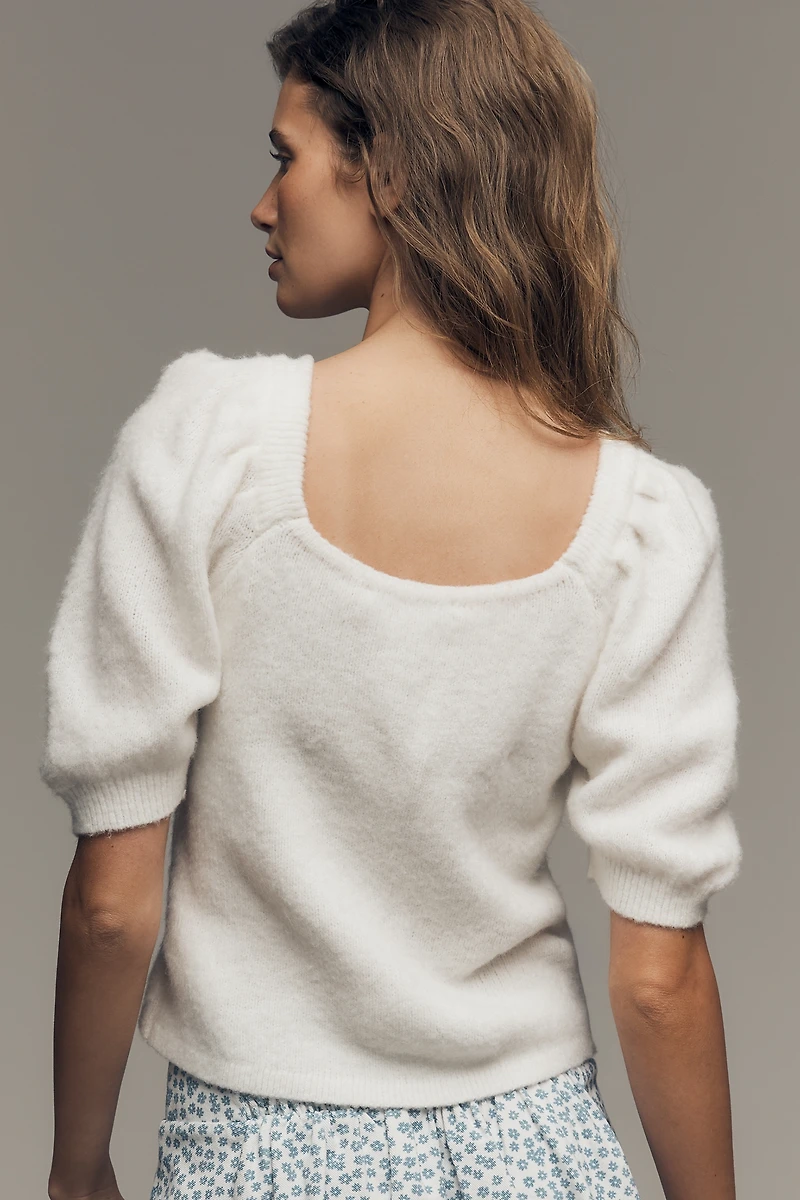English Factory Short Puff-Sleeve Sweater