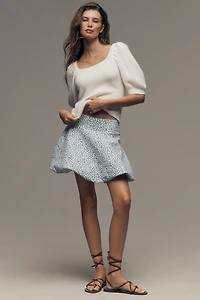 English Factory Short Puff-Sleeve Sweater