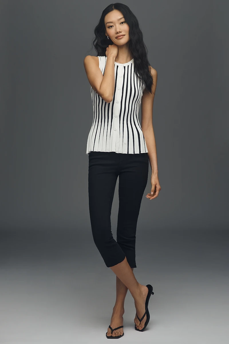 English Factory Ribbed Stripe Buttondown Sweater