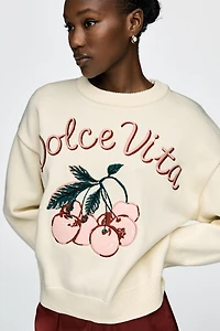 English Factory Cherry Cotton Sweater