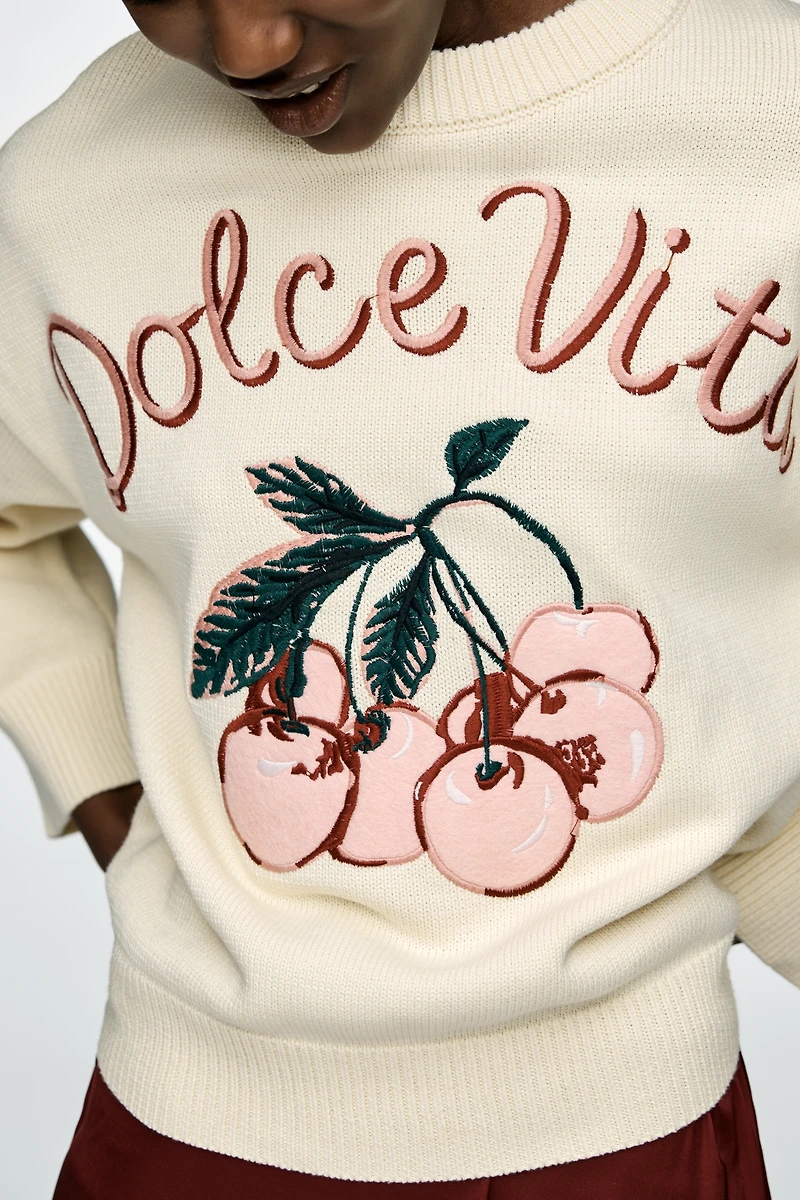 English Factory Cherry Cotton Sweater