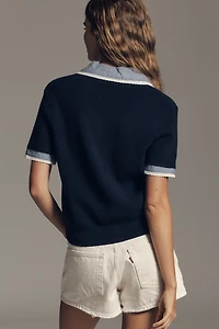 ASTR The Label Marlee Mixed Short Sleeve Cardigan Sweater