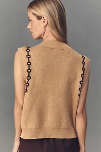 Moon River Jacquard V-Neck Cardigan Sweater Vest