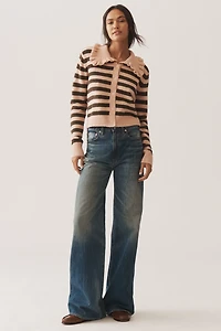 The Ainsley Ruffle-Collar Cardigan Sweater by Self Contrast