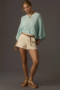 Pilcro Distressed Asymmetric Open-Stitch Sweater