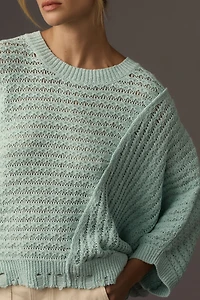 Pilcro Distressed Asymmetric Open-Stitch Sweater