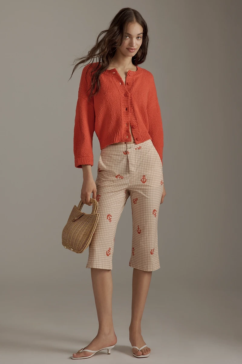 Maeve Elbow-Sleeve Cardigan Sweater