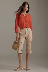 Maeve Elbow-Sleeve Cardigan Sweater