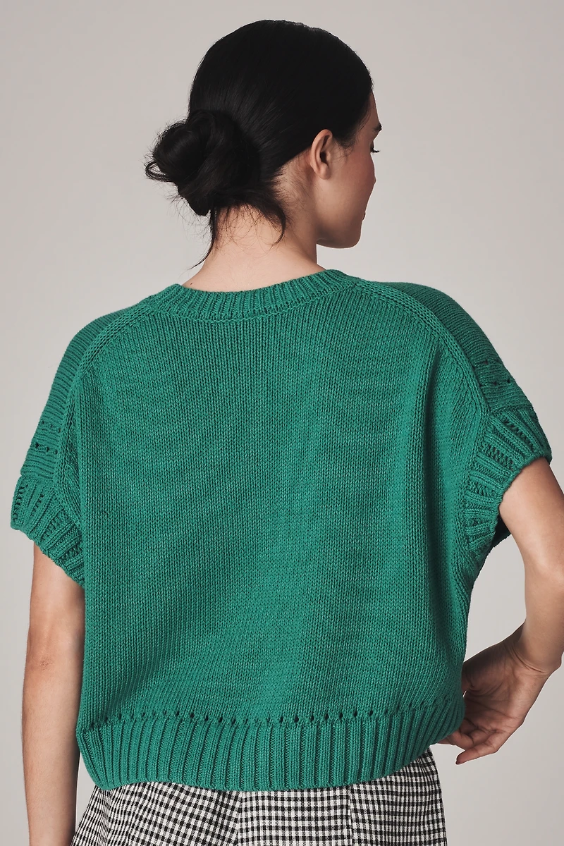 Maeve Short-Sleeve Crew-Neck Veggie Motif Graphic Sweater