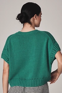 Maeve Short-Sleeve Crew-Neck Veggie Motif Graphic Sweater