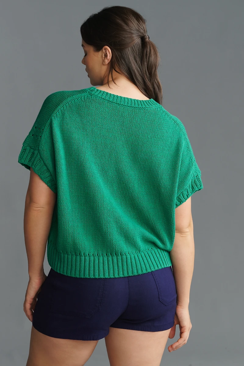 Maeve Short-Sleeve Crew-Neck Veggie Motif Graphic Sweater