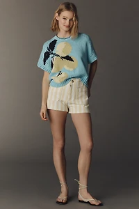 Maeve Short-Sleeve Crew-Neck Veggie Motif Graphic Sweater