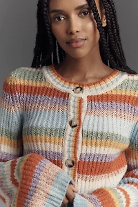 Pilcro Ribbed Multi-Stripe Cardigan Sweater