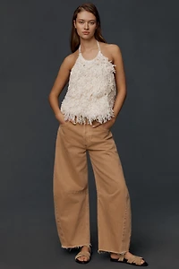 By Anthropologie Cotton-Blend Shag Sweater Halter Top