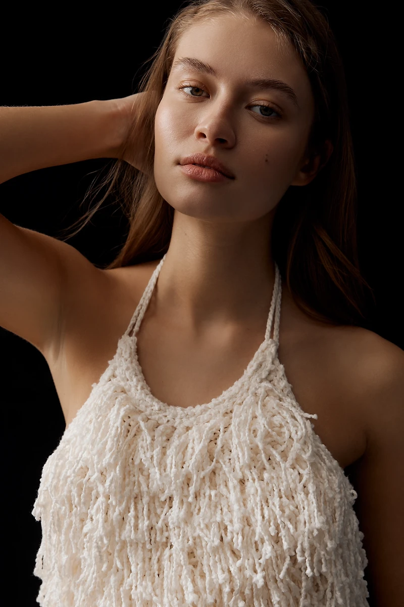 By Anthropologie Cotton-Blend Shag Sweater Halter Top