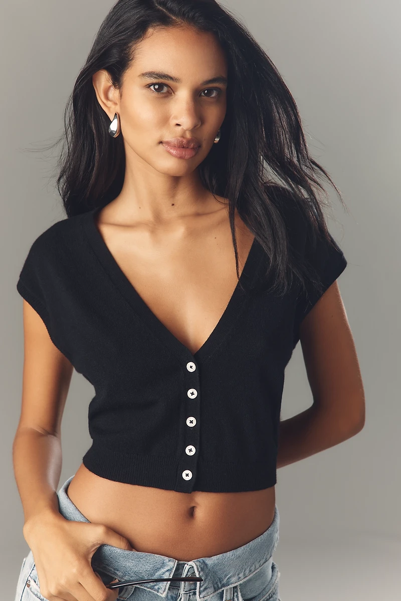 Pilcro V-Neck Crop Muscle Knit Vest