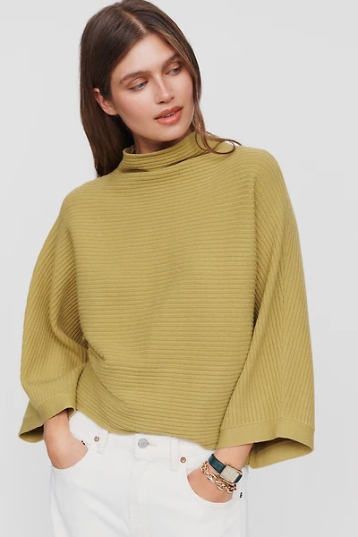 By Anthropologie Mock-Neck Wide-Sleeve Sweater