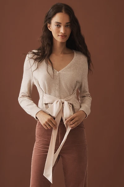 By Anthropologie Belted Wool Cashmere Cardigan Sweater
