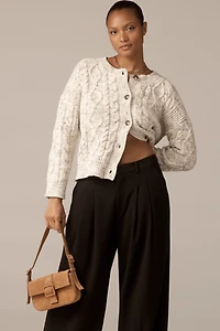 Maeve Wool Blend Cable-Knit Cardigan Sweater