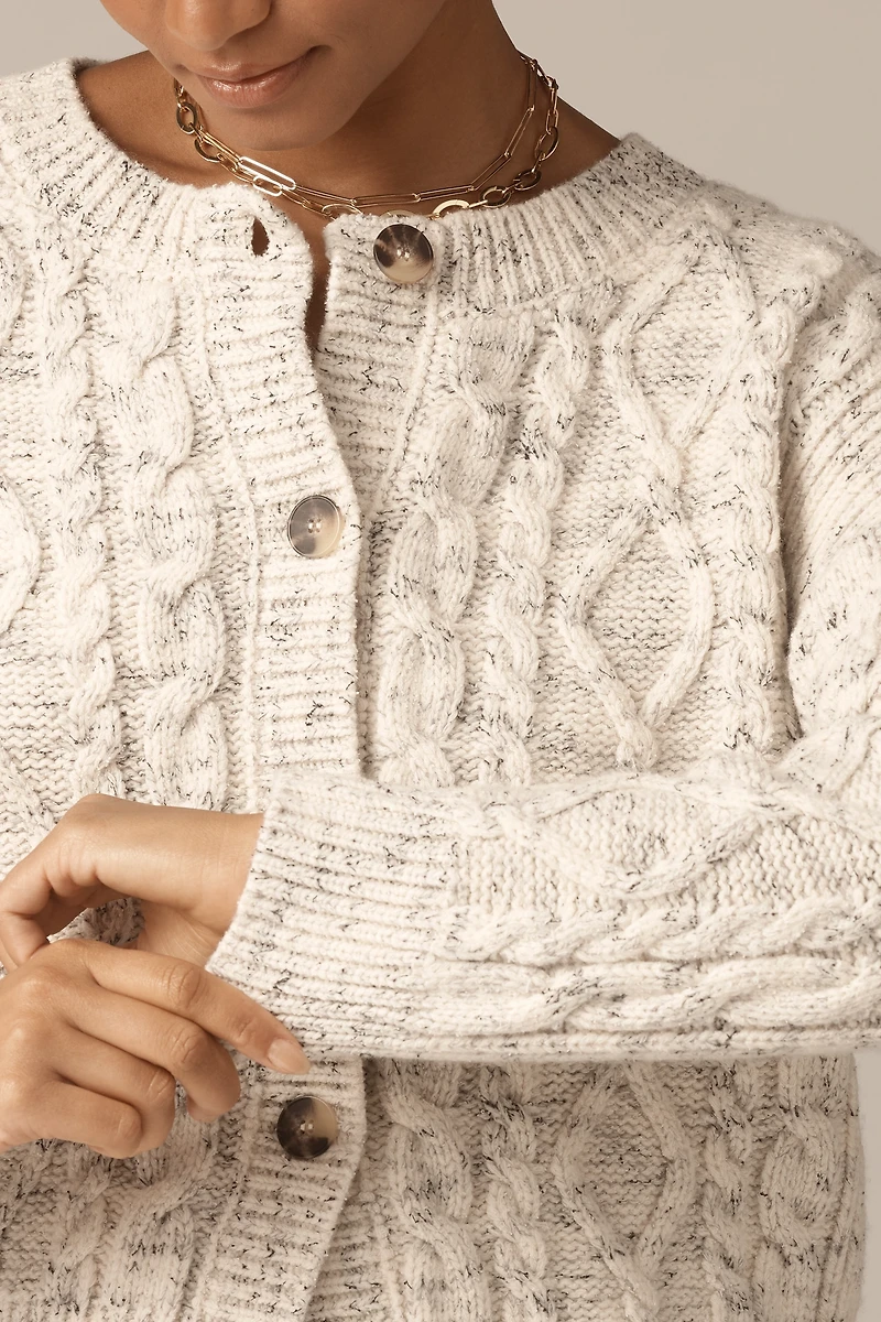 Maeve Wool Blend Cable-Knit Cardigan Sweater