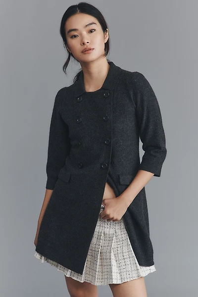 Maeve Double-Breasted Merino Wool Long Cardigan Sweater