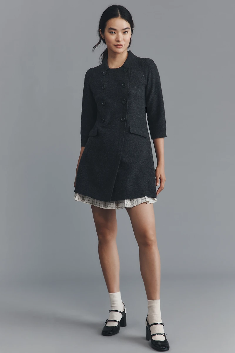 Maeve Double-Breasted Merino Wool Long Cardigan Sweater