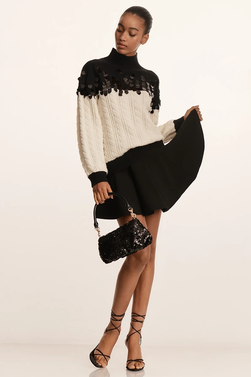 Maeve Colorblock Sequin Chunky Sweater