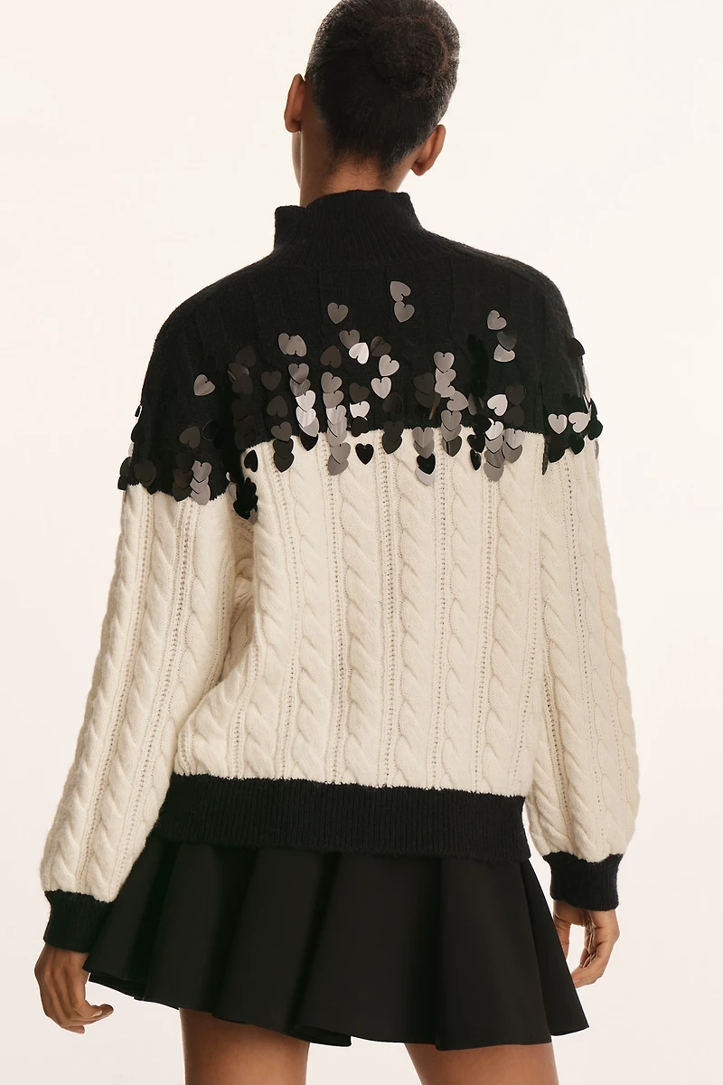 Maeve Colorblock Sequin Chunky Sweater