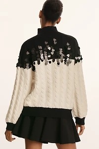 Maeve Colorblock Sequin Chunky Sweater
