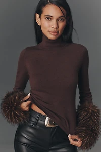 APPARIS Aspen Faux-Fur Cuff Turtleneck Sweater