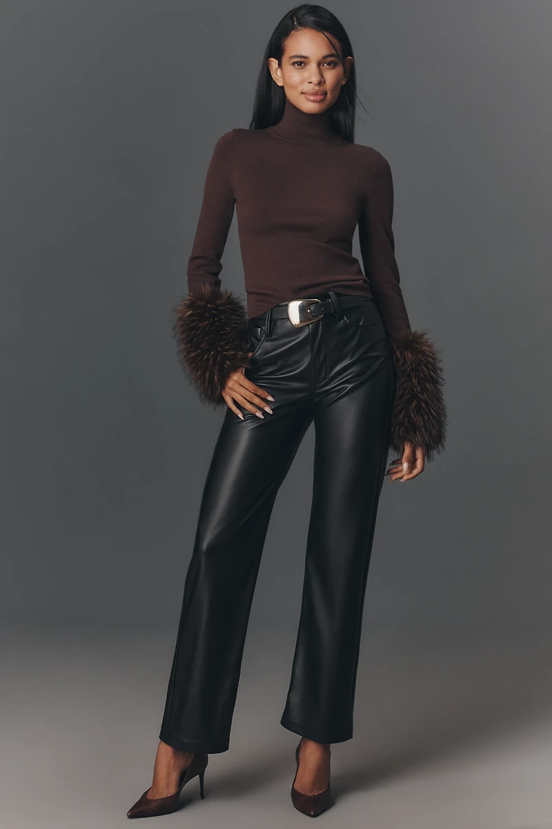 APPARIS Aspen Faux-Fur Cuff Turtleneck Sweater