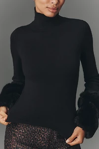 APPARIS Aspen Faux-Fur Cuff Turtleneck Sweater