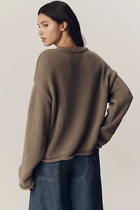Pilcro Cotton Oversized Roll-Hem Pullover Sweater