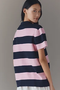 Maeve Boxy Short-Sleeve Rugby Polo Top