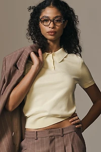 Endless Rose Short-Sleeve Collared Sweater