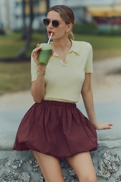 Endless Rose Short-Sleeve Collared Sweater