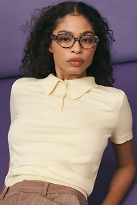 Endless Rose Short-Sleeve Collared Sweater