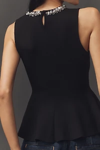 Endless Rose Jewel-Trim Peplum Sweater Tank