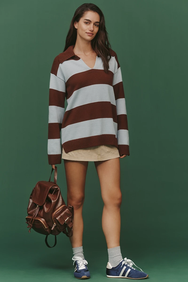 English Factory Stripe Polo Sweater