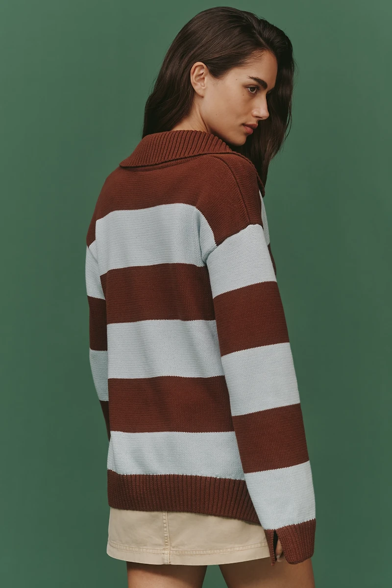 English Factory Stripe Polo Sweater