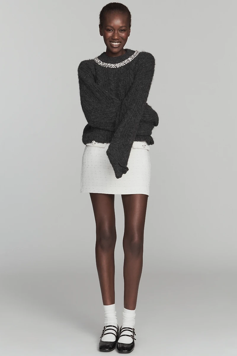 Endless Rose Jewel-Embellished Crew-Neck Sweater