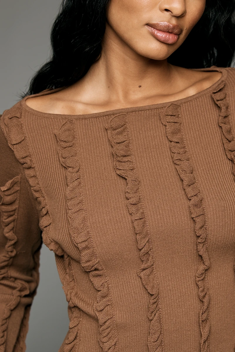 Endless Rose Ruffled Crew-Neck Sweater
