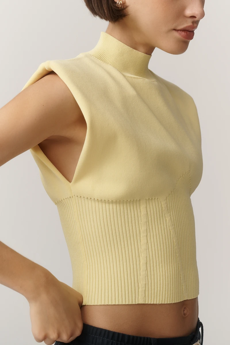 Endless Rose Mock-Neck Knit Muscle Tee