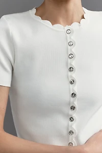 Endless Rose Scalloped Short-Sleeve Cardigan