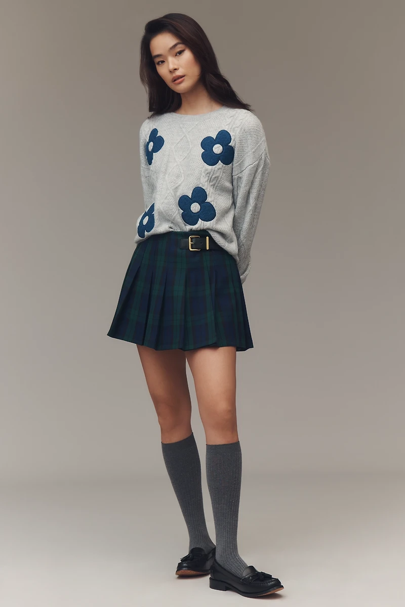 The Gracey Cable Floral Pullover Sweater by Maeve