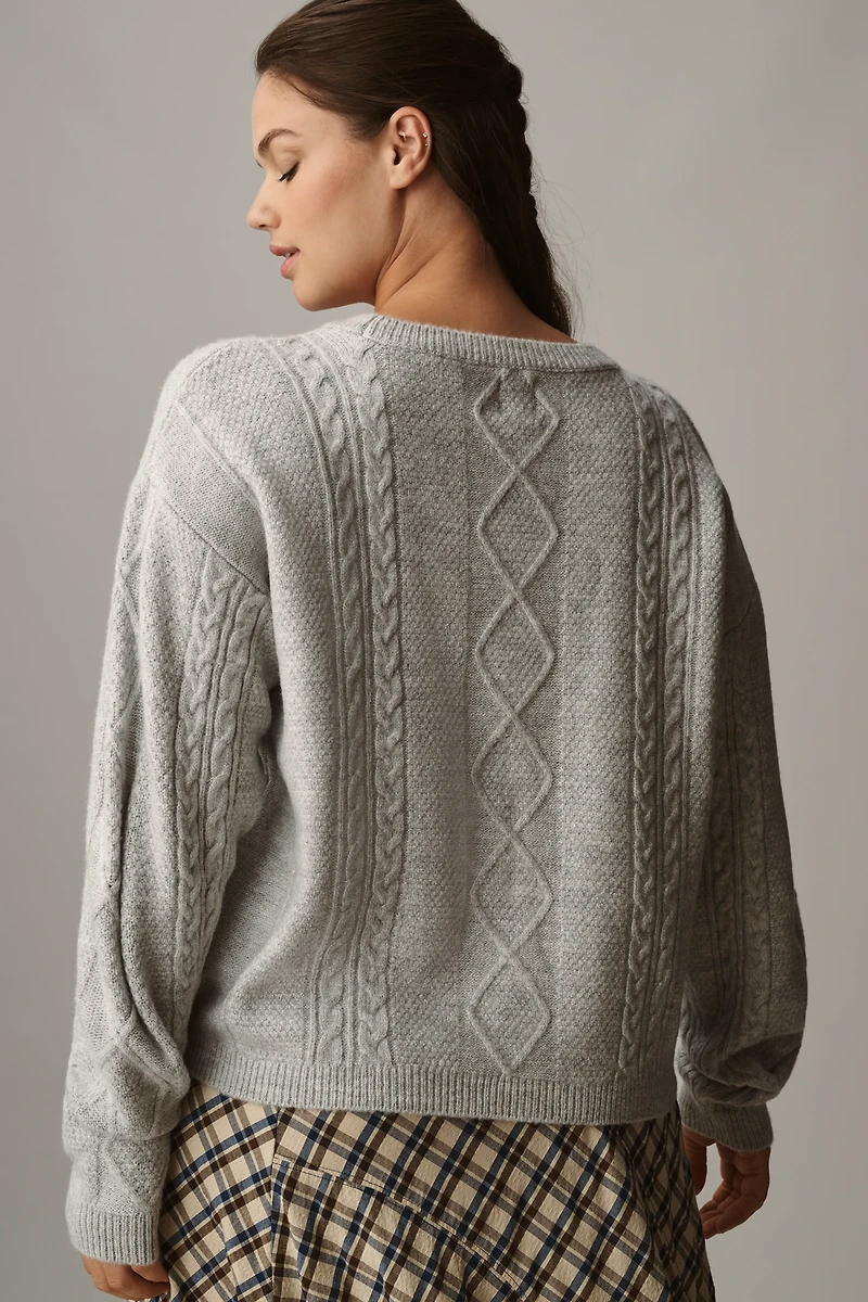 The Gracey Cable Floral Pullover Sweater by Maeve
