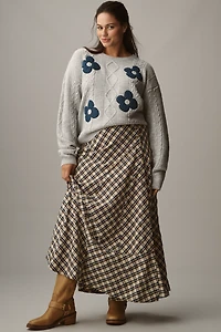 The Gracey Cable Floral Pullover Sweater by Maeve