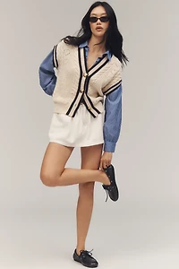 Maeve Pointelle Buttondown Sweater Vest