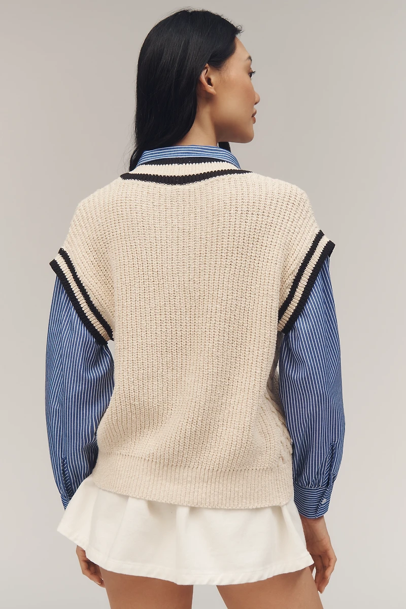 Maeve Pointelle Buttondown Sweater Vest