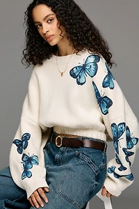 Pilcro Long-Sleeve Crew-Neck Butterfly Sleeve Pullover